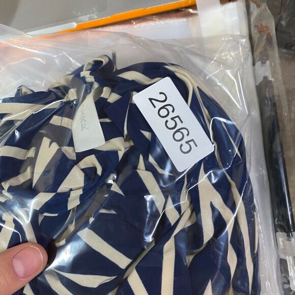 Tacera Dress Women S Small Blue Striped Sheath Short Zipper V-Neck Belted Casual - Picture 9 of 9